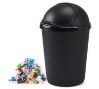STAR SUPPLIES 2X 50 Litre Black Home Kitchen General Waste Bullet Bin With Roll Open Lid