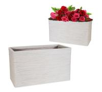 STAR SUPPLIES 2X Amalfi Stone Effect Long Trough Flower Planters For Garden, Home & Patio Areas