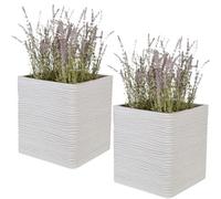 STAR SUPPLIES 2X Amalfi Stone Effect Square Flower Planters For Garden, Home & Patio Areas