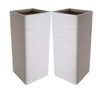 STAR SUPPLIES 2X Amalfi Stone Effect Tall Flower Planters For Garden, Home & Patio Areas