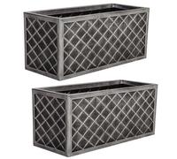 STAR SUPPLIES 2X Large Rectangular Lazio Effect Planters For Garden Indoor & Outdoor Patio Planters Pots