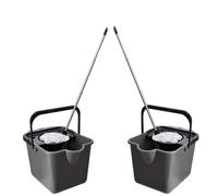 STAR SUPPLIES 2X Metallic 12 Litre Cotton Mop & Bucket Hard Floor Cleaning Set With Wringer & Pouring Lip