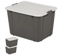STAR SUPPLIES 3 X 16 Litre Grey Organic Designed Strong Stackable Spacious Storage Containers With Clip Lock Lids