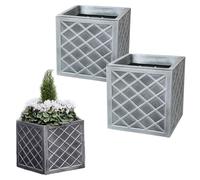 STAR SUPPLIES 32cm Small Pewter Grey Square Lazio Flower Plant Pot