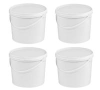 STAR SUPPLIES 3X White Strong 5L Hard Wearing Plastic Buckets With Tamper Evident Lids & Handles