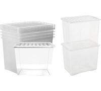 STAR SUPPLIES 5 Clear Plastic XL 80 Litre Stackable Home Office Storage Boxes Complete With Lids