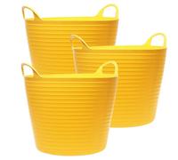 STAR SUPPLIES 5X 40 Litre Strong Robust Yellow Coloured Flexible Tubs For Multi Purpose Storage Use