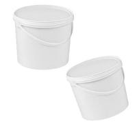 STAR SUPPLIES 5X White Strong 5L Hard Wearing Plastic Buckets With Tamper Evident Lids & Handles