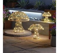Star Supplies Extra Large Rattan Solar Mushroom Garden Light Warm White 3000K Led Outdoor Ornament
