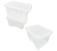 STAR SUPPLIES Pack Of 5 Large Clear Plastic Home Office 24 Litre Stackable Transparent Storage Boxes With Lids