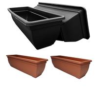 STAR SUPPLIES Rectangular 60cm Long Black Terracotta Garden Windowsill Indoor Outdoor Bell Pot Trough Planters For Flowers & Plants (2, Terracotta)