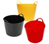 STAR SUPPLIES Set Of 3 Mixed Coloured 40 Litres Strong Robust Flexi Tubs Multi Purpose Garden Storage Container Buckets Assorted Colours