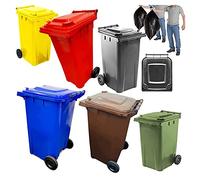 STAR SUPPLIES Wheelie Bins Outdoor Council Size Bin for Trash and Rubbish 240L Rubber Wheels - Grey, Red, Yellow, Blue, Green & Brown (Yellow)