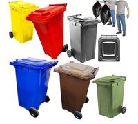 STAR SUPPLIES Wheelie Bins Outdoor Council Size Bin for Trash and Rubbish 240L Rubber Wheels - Grey, Red, Yellow, Blue, Green & Brown (Green)