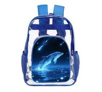 Star - Swimming Dolphin Clear Backpack Heavy Duty PVC Transparent Bag, Blue