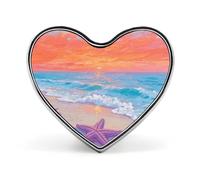 Star - Swimming Dolphin Lapel Pin Heart Brooches And Pins - Metal Badge for Shirts, Jackets, Hats | Durable Fashion Accessory & Gift for Men, Women, Events, Sunlit Beach & Starfish, Love form
