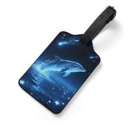 Star - Swimming Dolphin Suitcase Tags Personalized Luggage Tag with Privacy Cover ID Card Slot for Travel Luggage Bag, Unique Design Name Tags for Suitcases, Backpacks & Gifts