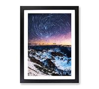 Star Swirls Over The Dolomites In Italy Modern Framed Wall Art Print, Ready to Hang Picture for Living Room Bedroom Home Office Décor, Black A2 (64 x 46 cm)
