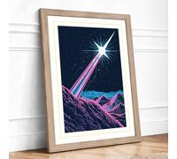 Star Touches Earth Minimalist Framed Wall Art Print A1 (84.1×59.4cm) Oak, Wall Decor for Living Room, Bedroom, Office & Home, Ready to Hang, Art Gift