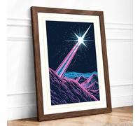 Star Touches Earth Minimalist Framed Wall Art Print A2 (59.4×42cm) Walnut, Wall Decor for Living Room, Bedroom, Office & Home, Ready to Hang, Art Gift
