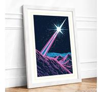 Star Touches Earth Minimalist Framed Wall Art Print A2 (59.4×42cm) White, Wall Decor for Living Room, Bedroom, Office & Home, Ready to Hang, Art Gift