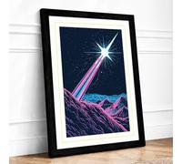 Star Touches Earth Minimalist Framed Wall Art Print A4 (29.7×21cm) Black, Wall Decor for Living Room, Bedroom, Office & Home, Ready to Hang, Art Gift