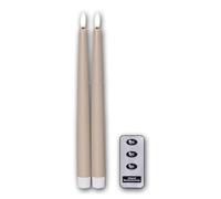 Star Trading 061-86 LED Candle "Flame Slim", Set of 2, Natural Flame, Beige, Plastic/Wax, Each Approx. 2.1 x 28.5 cm, Remote Control, Includes Battery, Timer, Four Colour Box