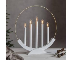 STAR TRADING Brace LED candelabra, five-bulb, white/gold