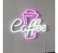 STAR TRADING Coffee LED wall light, pink/white, Plexiglas, 40 x 30 cm USB
