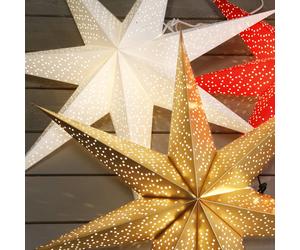 STAR TRADING Dot paper star with hole pattern, white Ø 70 cm