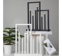 STAR TRADING Frame wooden window candleholder, 5-bulb dark grey