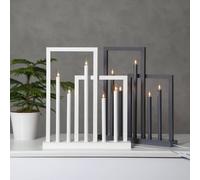 STAR TRADING Frame wooden window candleholder, 5-bulb, white