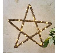 STAR TRADING Jutta LED decorative star, wrapped in jute rope