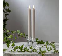 STAR TRADING LED candle Flame strip, beige, 25 cm wax battery set of 2