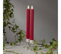 STAR TRADING LED candle Flame strip, red, 25 cm, wax, battery set of 2