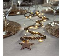 STAR TRADING LED fairy lights Beady, brown, wooden beads, 150 cm, battery