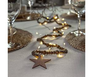 STAR TRADING LED fairy lights Beady, brown, wooden beads, 150 cm, battery