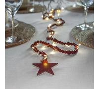STAR TRADING LED fairy lights Beady, red, wooden beads, 150 cm, battery