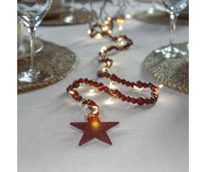 STAR TRADING LED fairy lights Beady, red, wooden beads, 150 cm, battery