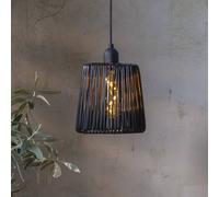 STAR TRADING LED outdoor hanging light Twine black plastic Ø 15cm battery