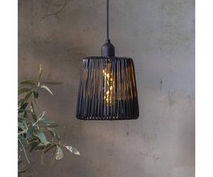 STAR TRADING LED outdoor hanging light Twine black plastic Ø 15cm battery