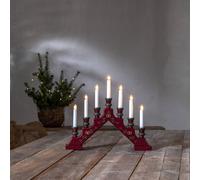 STAR TRADING Sara candle arch, red, wood, 43 cm wide, 7-bulb, E10