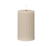 Star Trading Stripe LED Block Candle Flame - Realistic, Wax Look, Timer, Safe, Warm White, for Indoor, Atmospheric Decoration, 15 cm, Modern Groove Structure, Battery Operated