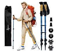 STAR-TRAIL™ Trekking/Hiking Poles ~ Lightweight 7075 Aluminum ~ Telescopic Height Adjust ~ Quick Flip Lock ~ Natural Cork Grip ~ All Terrain Attachments ~ Carry Bag ~ #BlazeYourTrail (Light Blue)