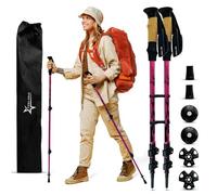 STAR-TRAIL™ Trekking/Hiking Poles ~ Lightweight 7075 Aluminum ~ Telescopic Height Adjust ~ Quick Flip Lock ~ Natural Cork Grip ~ All Terrain Attachments ~ Carry Bag ~ #BlazeYourTrail (Dark Pink)