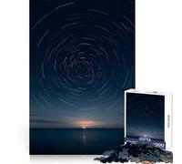 Star Trails Over Ocean at Night 1000 Piece Jigsaw Puzzles for Teenagers Reason Skill Toy Quiet Calm Exact Cut Xmas Surprise 50x75cm
