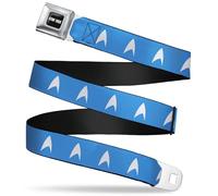 Star Trek Belt, Seatbelt Buckle Belt, Star Trek Starfleet Insignia Blue White, Adjustable, Blue, White, 3.81 cm Wide