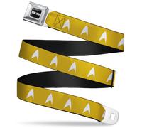 Star Trek Belt, Seatbelt Buckle Belt, Star Trek Starfleet Insignia Golden Yellow White, Adjustable, Yellow, White, 3.81 cm Wide