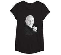 Star Trek Captain Jean Luc Picard Actor Patrick Stewart 1988 T-Shirt, Girls, Black, Medium