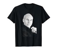 Star Trek Captain Jean Luc Picard Actor Patrick Stewart 1988 T-Shirt, Men, Black, Medium